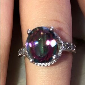 925 Sterling silver platinum Mystic Topaz
